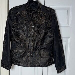H&D Classic Leather Collection Womens Large Leather Denim Biker Style Jacket XL
